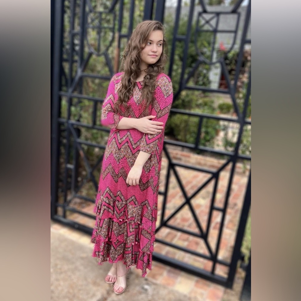 Zadie B’S Pink Chevron High Low Dress